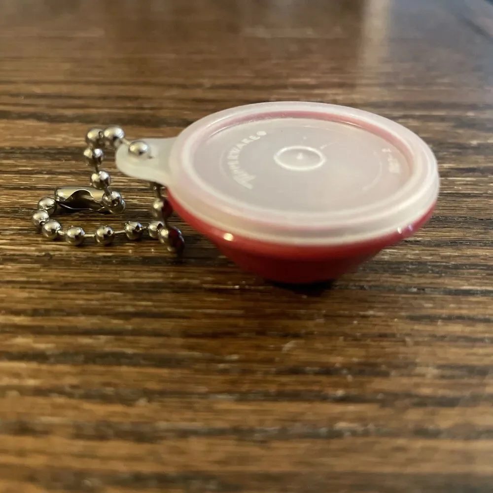 Vintage Tupperware 1306 Red Mini Wonderlier Pill Container Keychain Lid